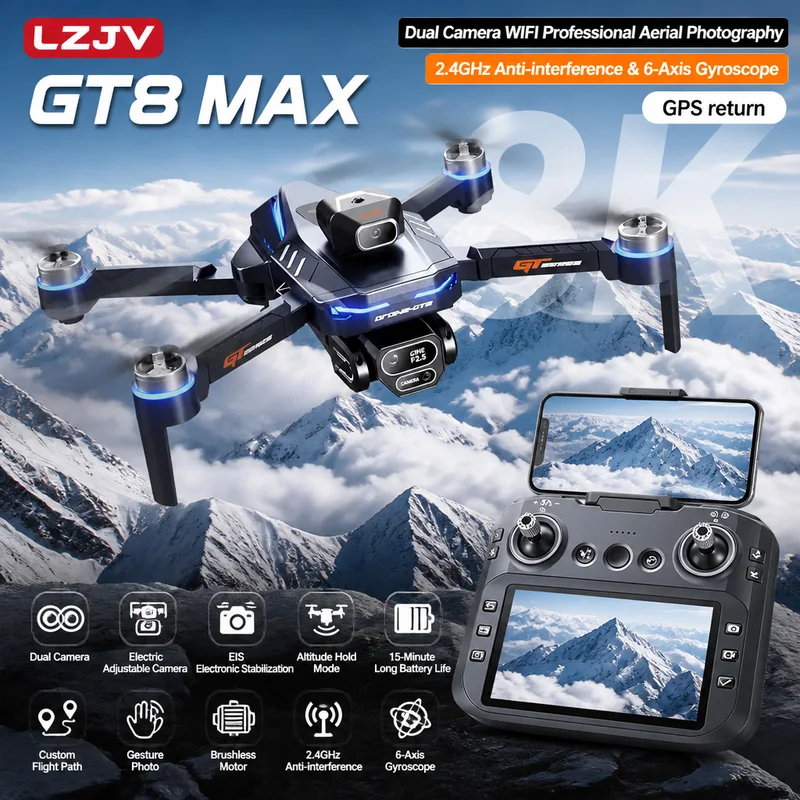 Drone Kit With Camera - Drone Lipat GT8 Max 8K HD